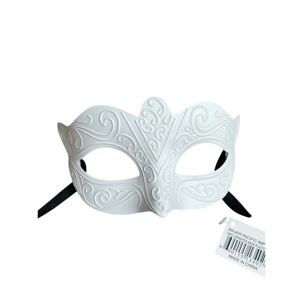 White Venetian Style Plastic Masquerade Mask Unpainted Costume Party